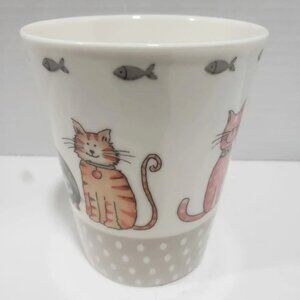 Casa Moderna Cheerful kitty Cats and Fishes Porcelain Coffee Mug
